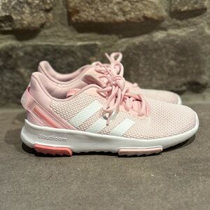 Adidas Cloudfoam Girls Pink and White Sneakers